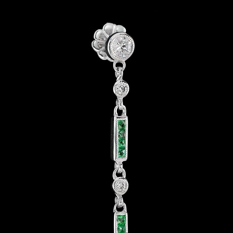 Emerald Black Enamel Diamond 14 Karat White Gold Earrings In New Condition In Bangkok, TH