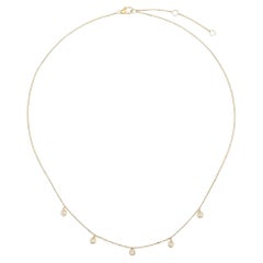 Emerald Blue Sapphire 14K (or 18k request) Yellow Gold Diamond Station Necklace