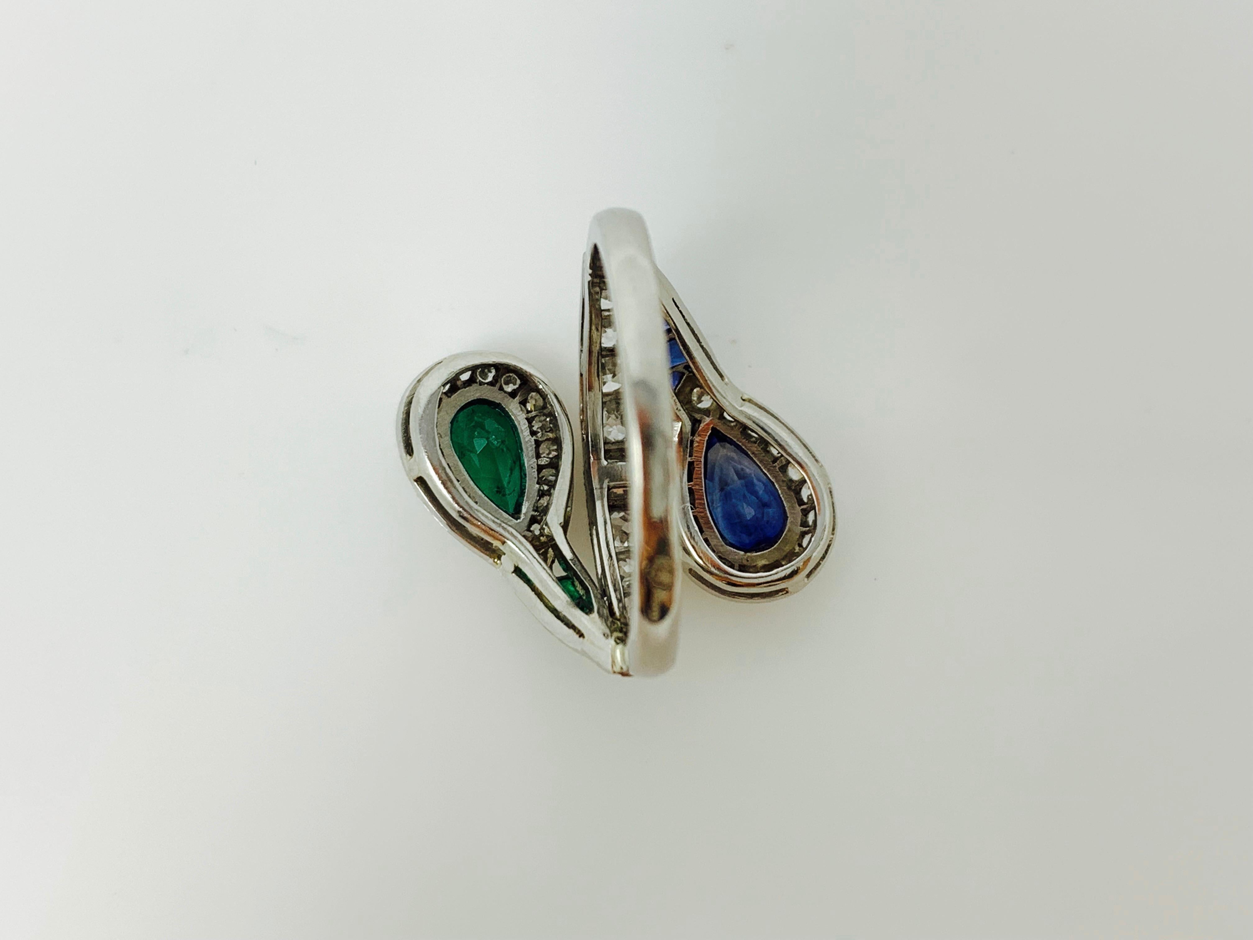 emerald and blue sapphire ring