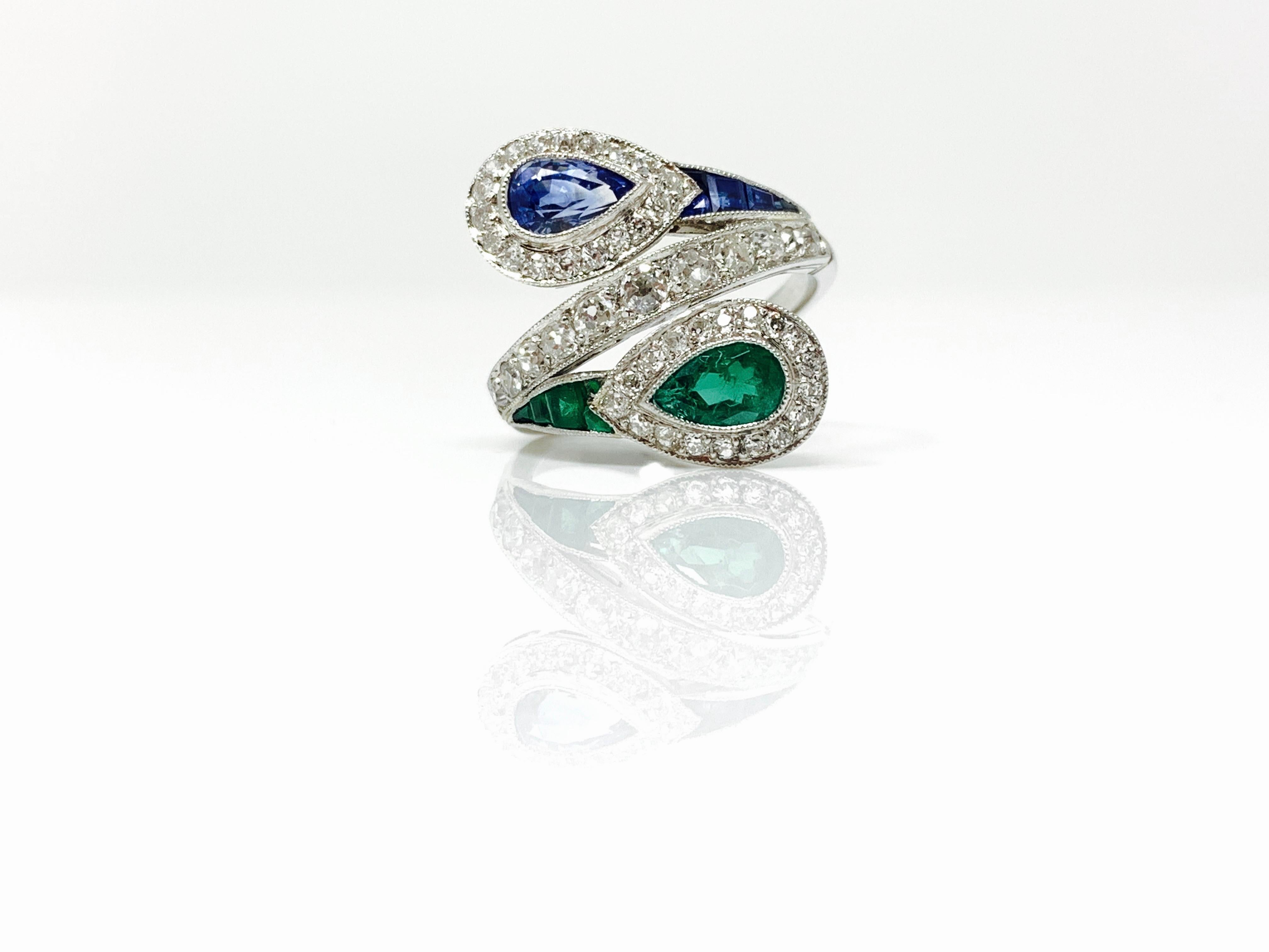 diamond sapphire and emerald ring