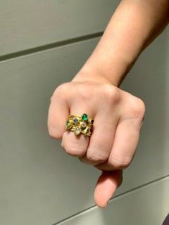 Emerald Blue Sapphire Diamond Aquamarine Stacking Rings, Petra Class 2024