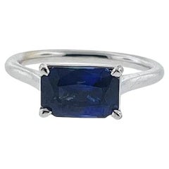 Emerald Blue Sapphire Solitaire Ring