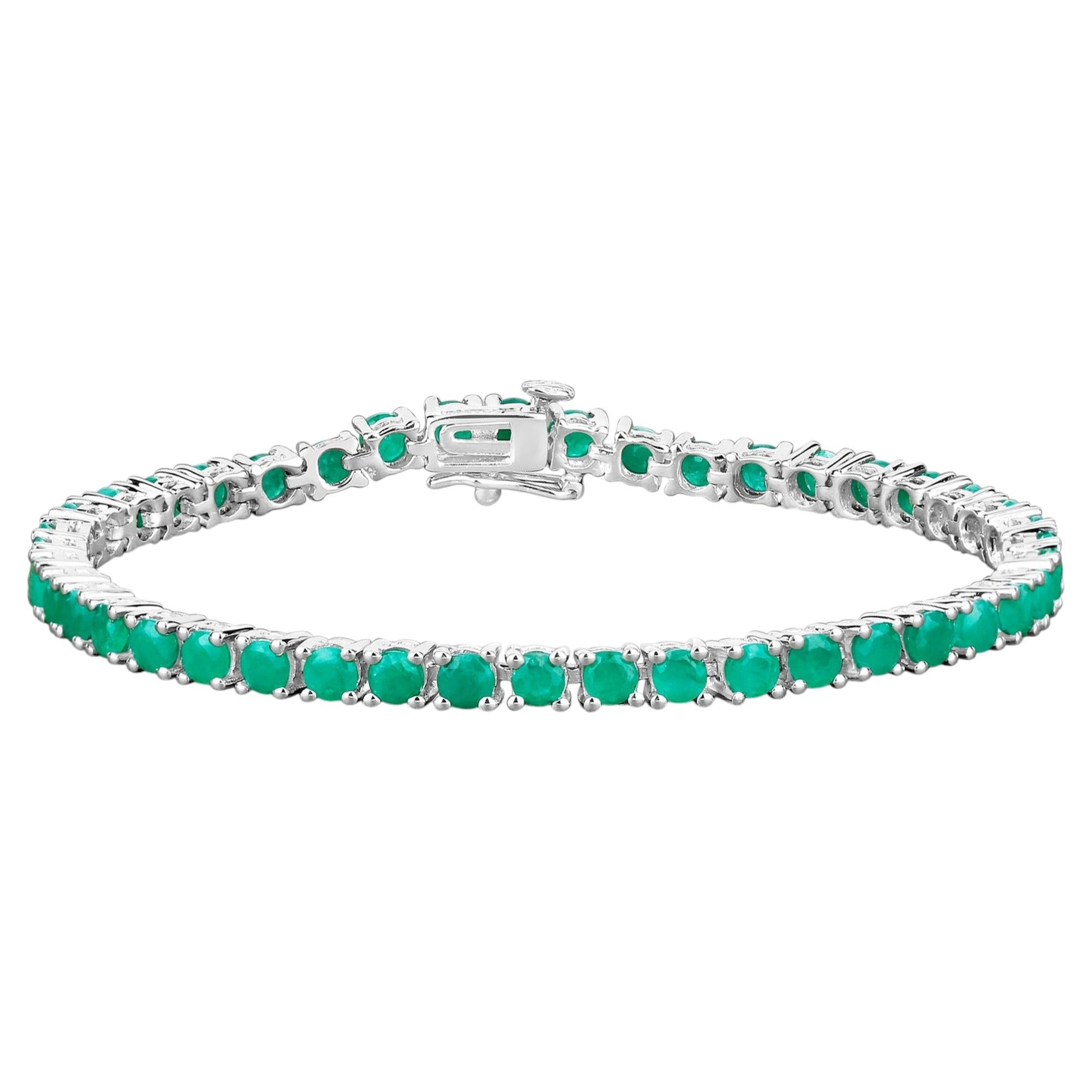 Emerald Bracelet 7.46 Carats Sterling Silver