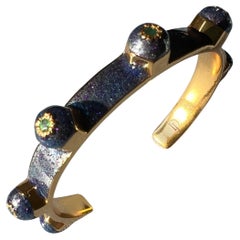 Emerald Bracelet Cuff Bangle Stud Light Blue Enamel Glitter