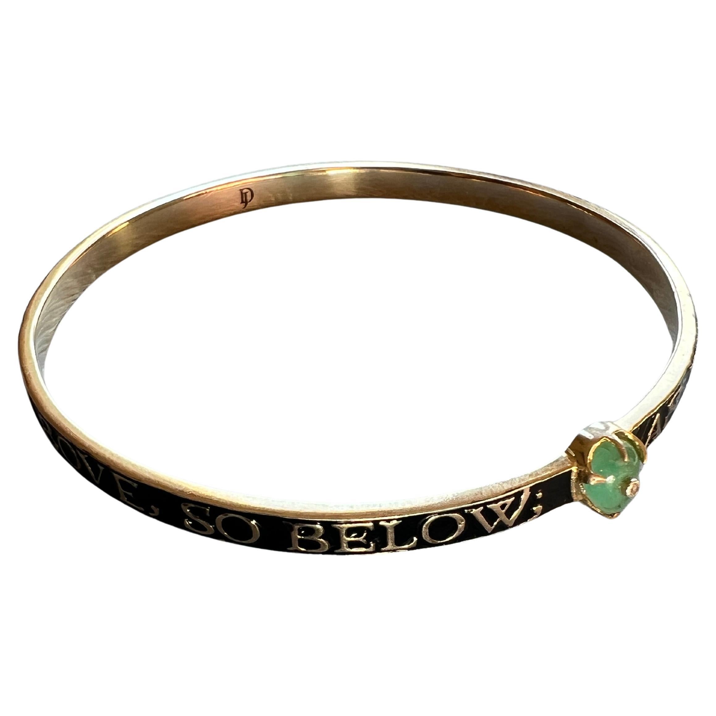 Pulsera Esmeralda Diamante Esmalte Negro Victoriano