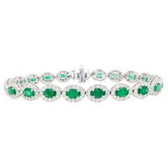 Bracciale Smeraldo Diamante Halo 8,4 Carati Oro 18K