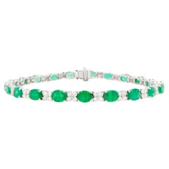 Bracciale Smeraldo Link Diamante 8,5 Carati Oro Bianco 18K