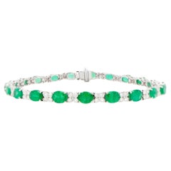 Bracciale Smeraldo Link Diamante 8,5 Carati Oro Bianco 18K
