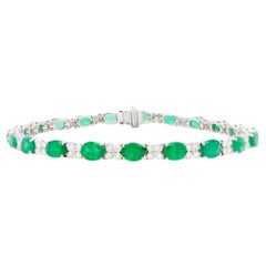 Bracciale Smeraldo Link Diamante 8,5 Carati Oro Bianco 18K