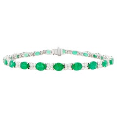 Bracciale Smeraldo Link Diamante 8,5 Carati Oro Bianco 18K
