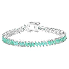 Pulsera Esmeralda Corte Marquesa 6,8 Quilates Plata de Ley