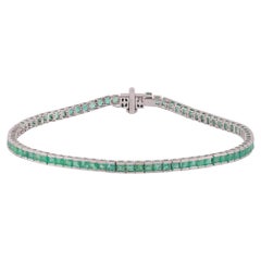 Emerald Bracelet Studded in 18 Karat White Gold