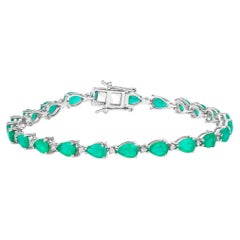 Bracciale con smeraldo e diamanti 8,34 carati in oro bianco 14K