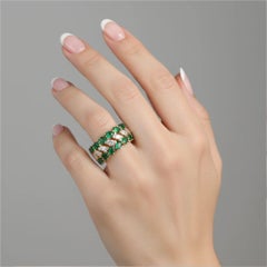 Smaragd Brilliance Diamant 14K (oder 18k auf Anfrage) Gelbgold Ewigkeitsring