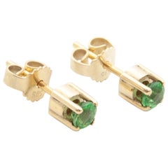 14 Karat Gold Emerald Stud Earrings