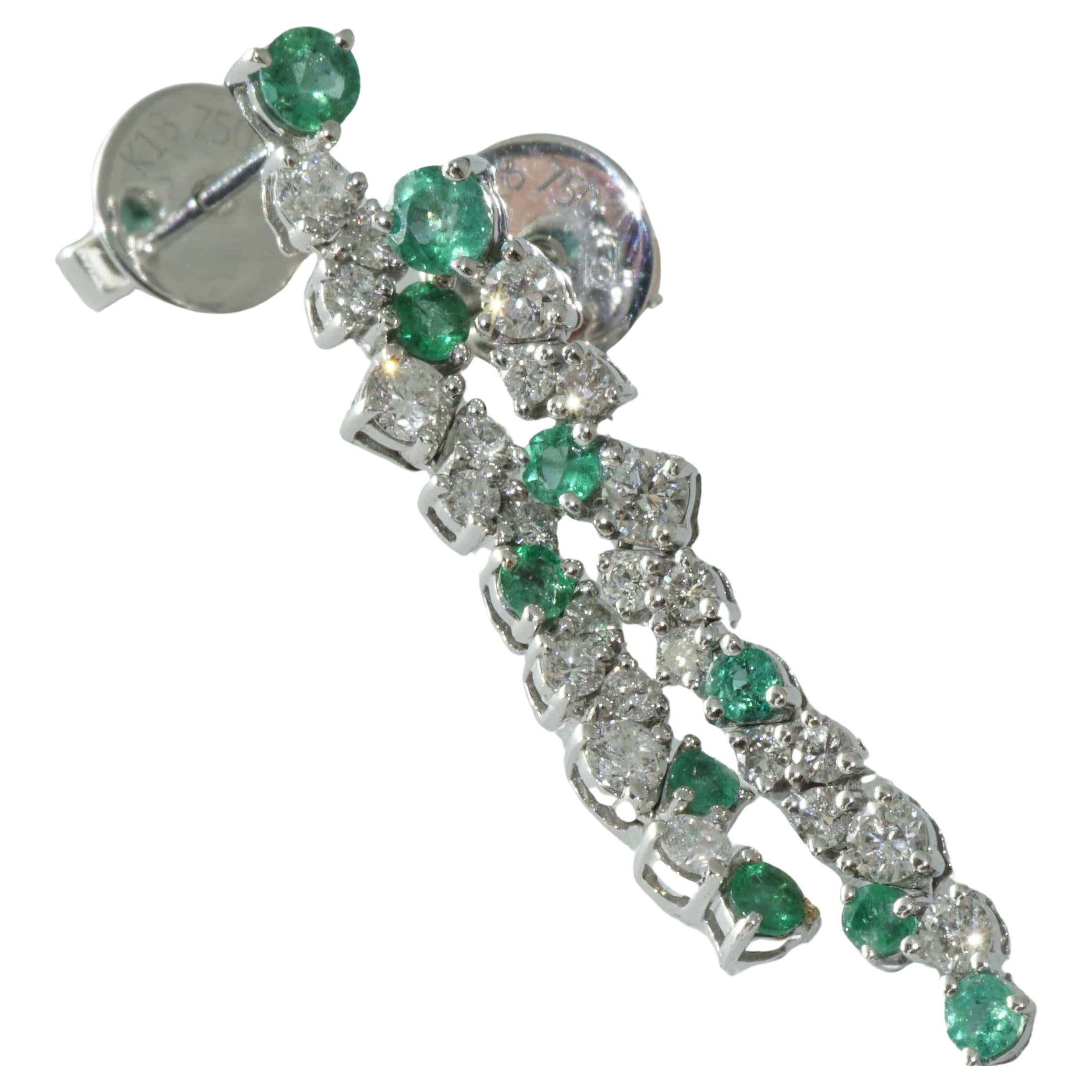 Brilliant Cut Emerald Brilliant Earrings for a glorious Appearance 0.40 ct 0.56 ct 27 x 4 mm For Sale