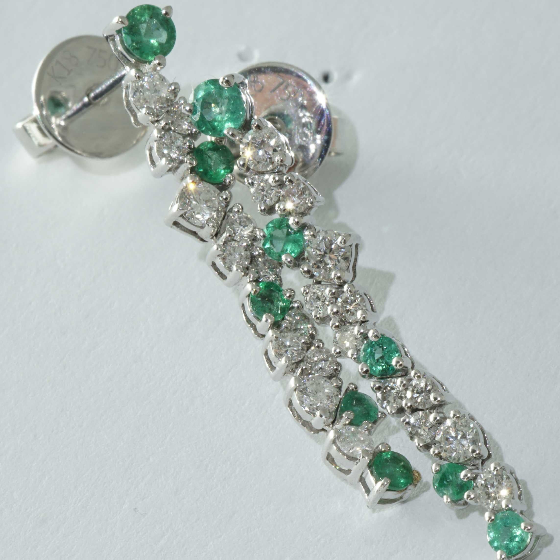 Emerald Brilliant Earrings for a glorious Appearance 0.40 ct 0.56 ct 27 x 4 mm For Sale 1