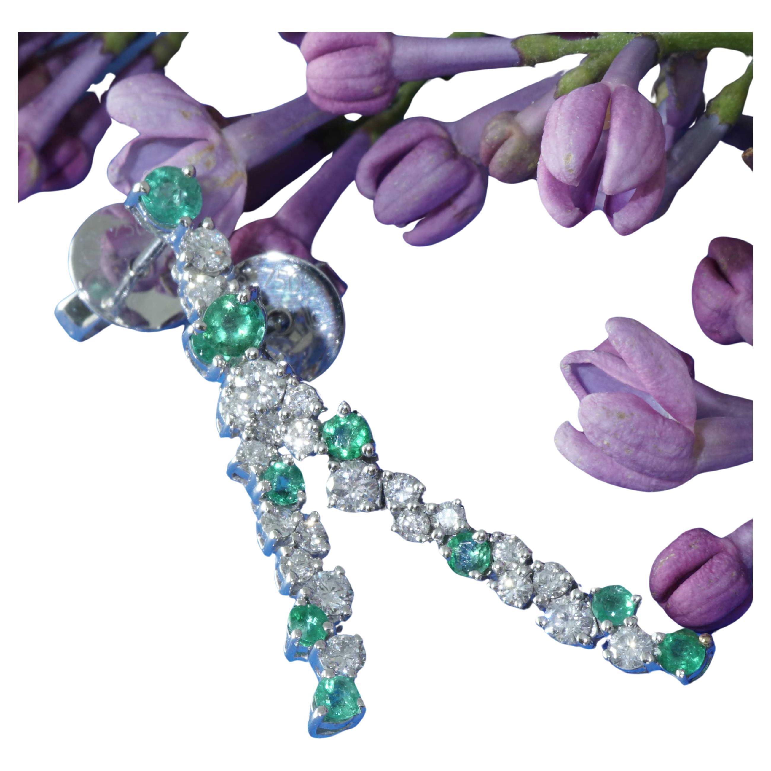 Emerald Brilliant Earrings for a glorious Appearance 0.40 ct 0.56 ct 27 x 4 mm