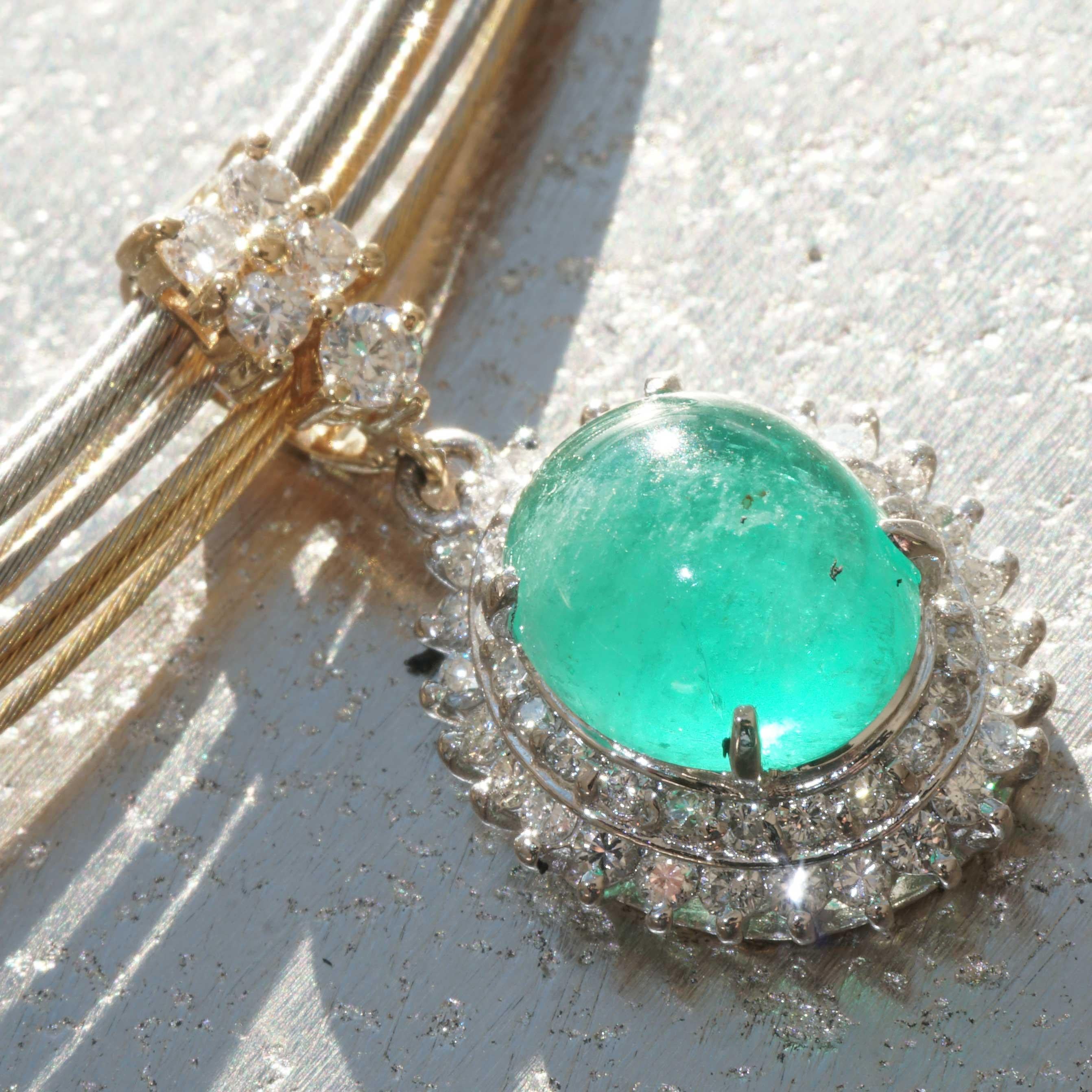 Smaragd Brilliant Anhänger in so heller Farbe 3,24 ct 0,50 ct TW VS Platinium im Angebot 4