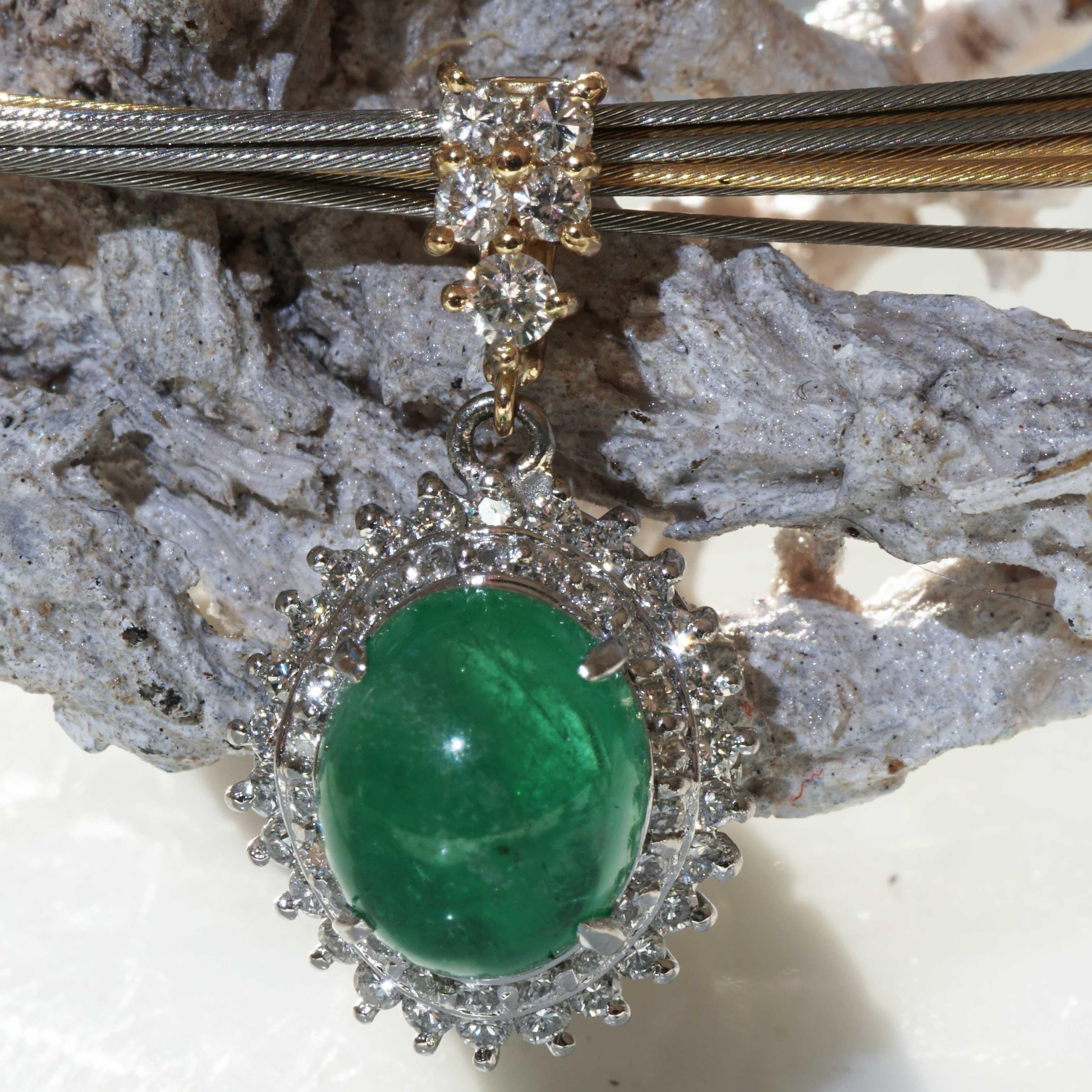 Smaragd Brilliant Anhänger in so heller Farbe 3,24 ct 0,50 ct TW VS Platinium im Angebot 1