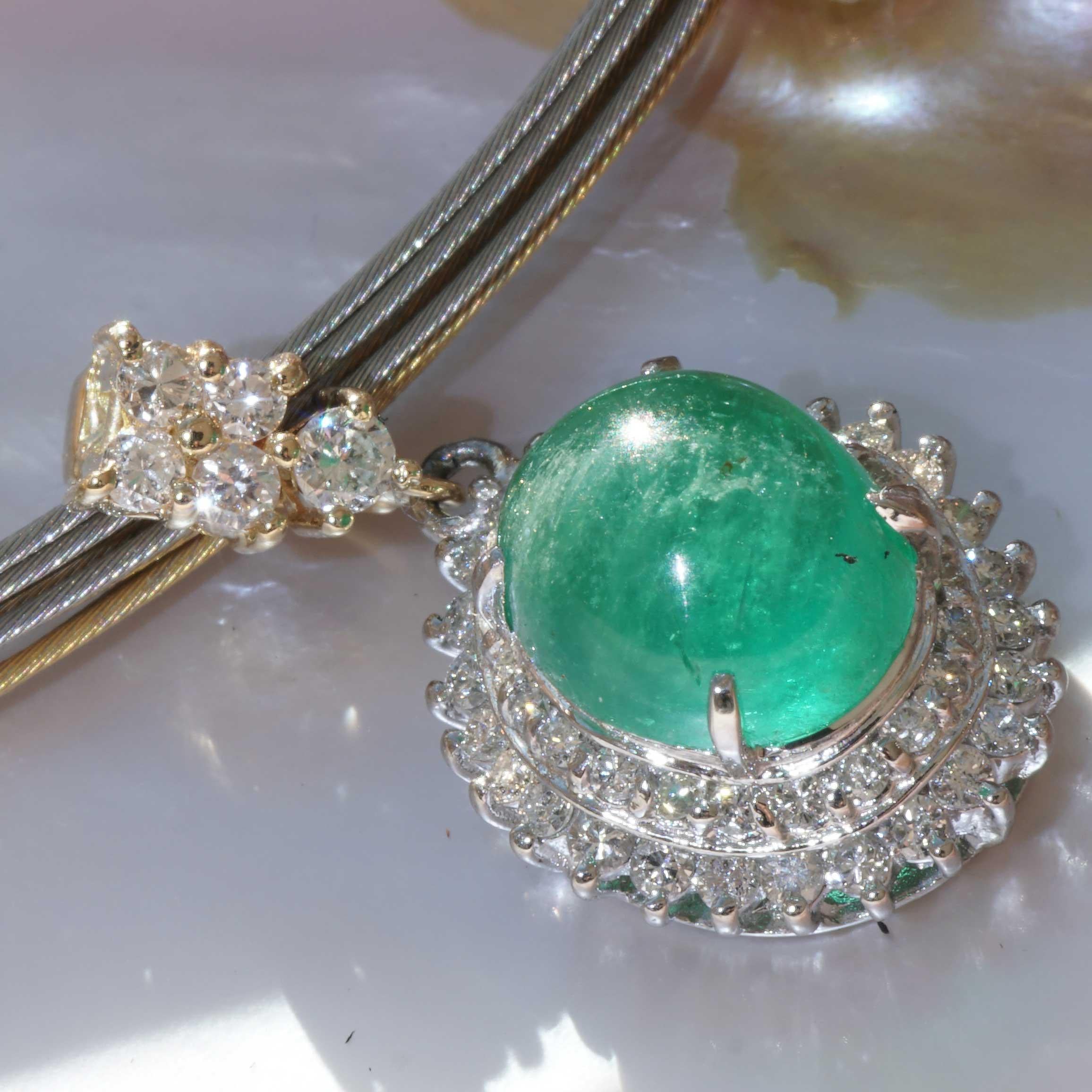 Smaragd Brilliant Anhänger in so heller Farbe 3,24 ct 0,50 ct TW VS Platinium im Angebot 2