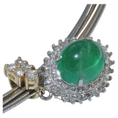 Emerald Brilliant Pendant in so bright Color 3.24 ct 0.50 ct TW VS Platinium