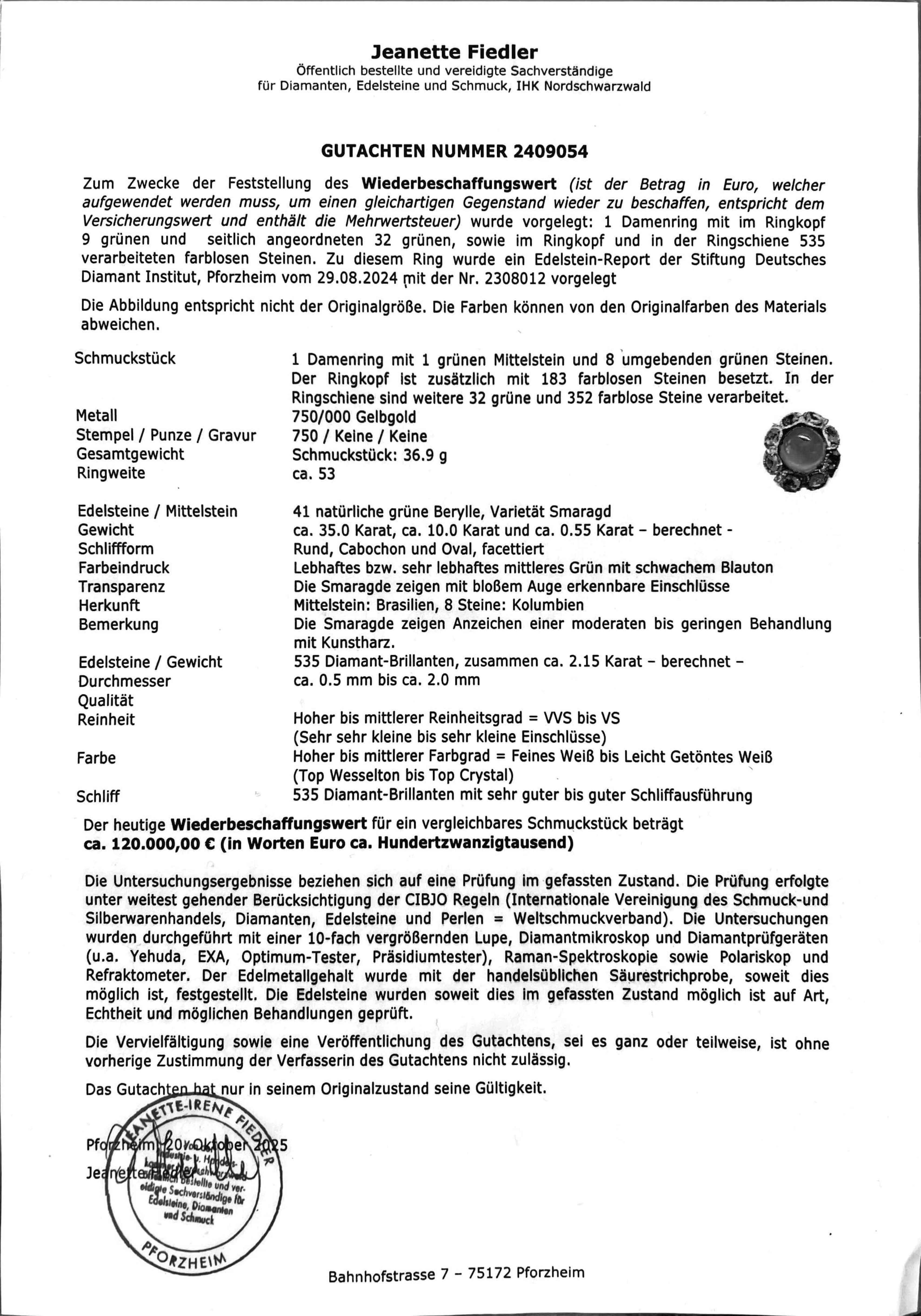 Smaragd Brillant Ring 45 ct AAA+ Wert geschätzt 175000,-Euro außergewöhnlichen Stil im Angebot 10