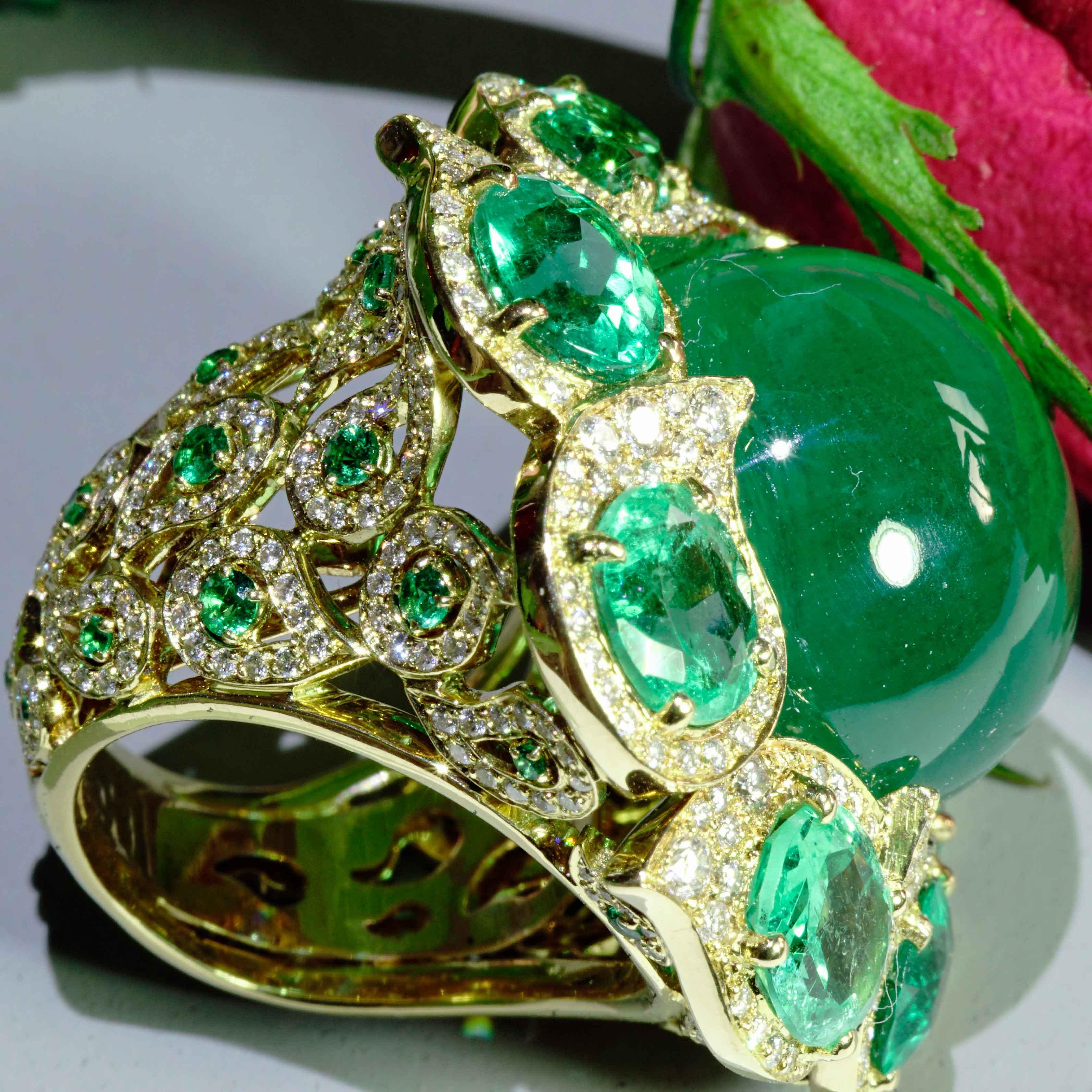 Esmeralda Brillante Anillo 45 ct AAA+ valor estimado 175000.-Euro excepcional Estilo en venta 6