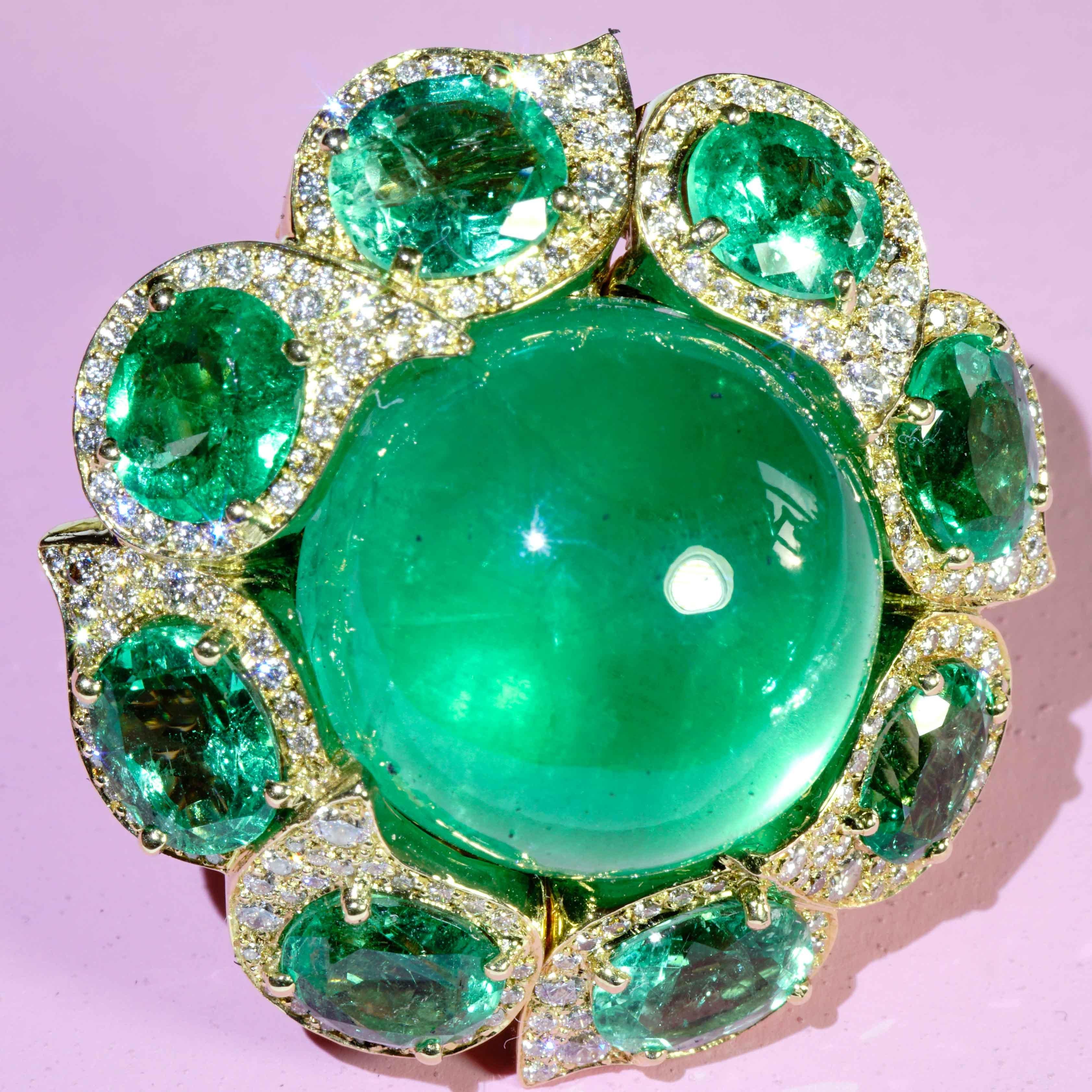 Esmeralda Brillante Anillo 45 ct AAA+ valor estimado 175000.-Euro excepcional Estilo en venta 9