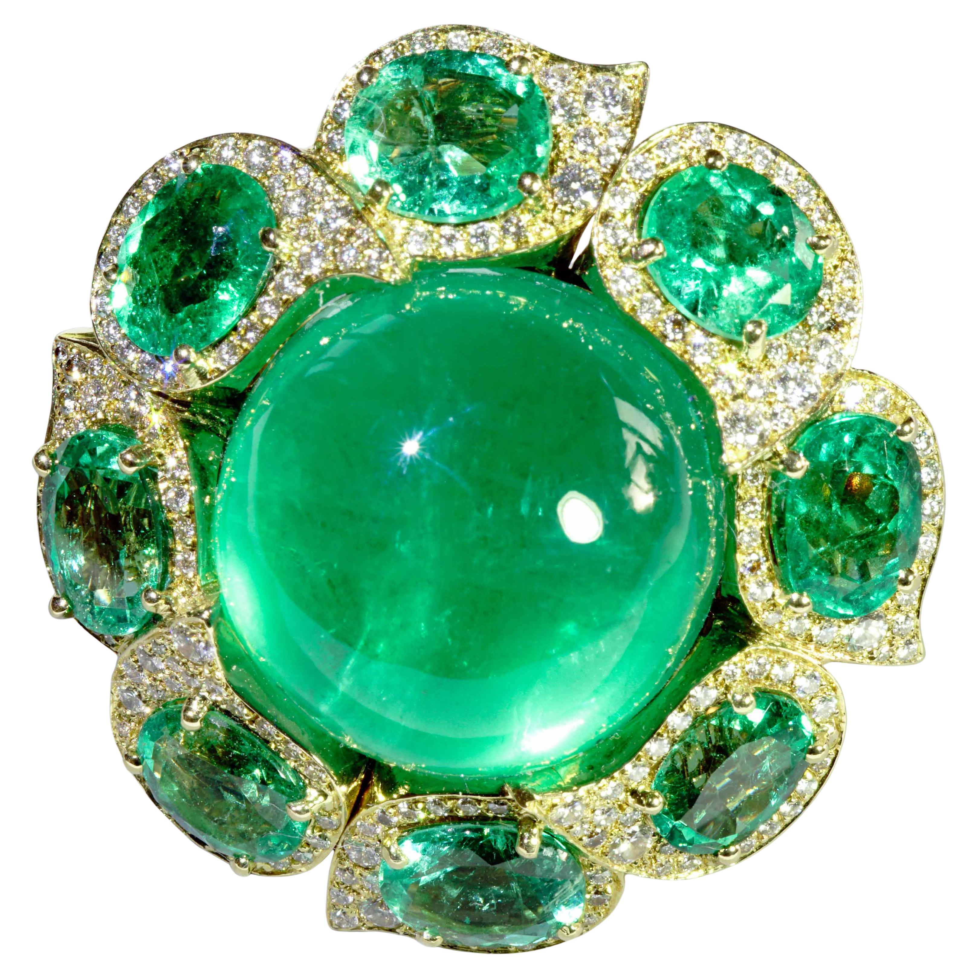 Esmeralda Brillante Anillo 45 ct AAA+ valor estimado 175000.-Euro excepcional Estilo en venta