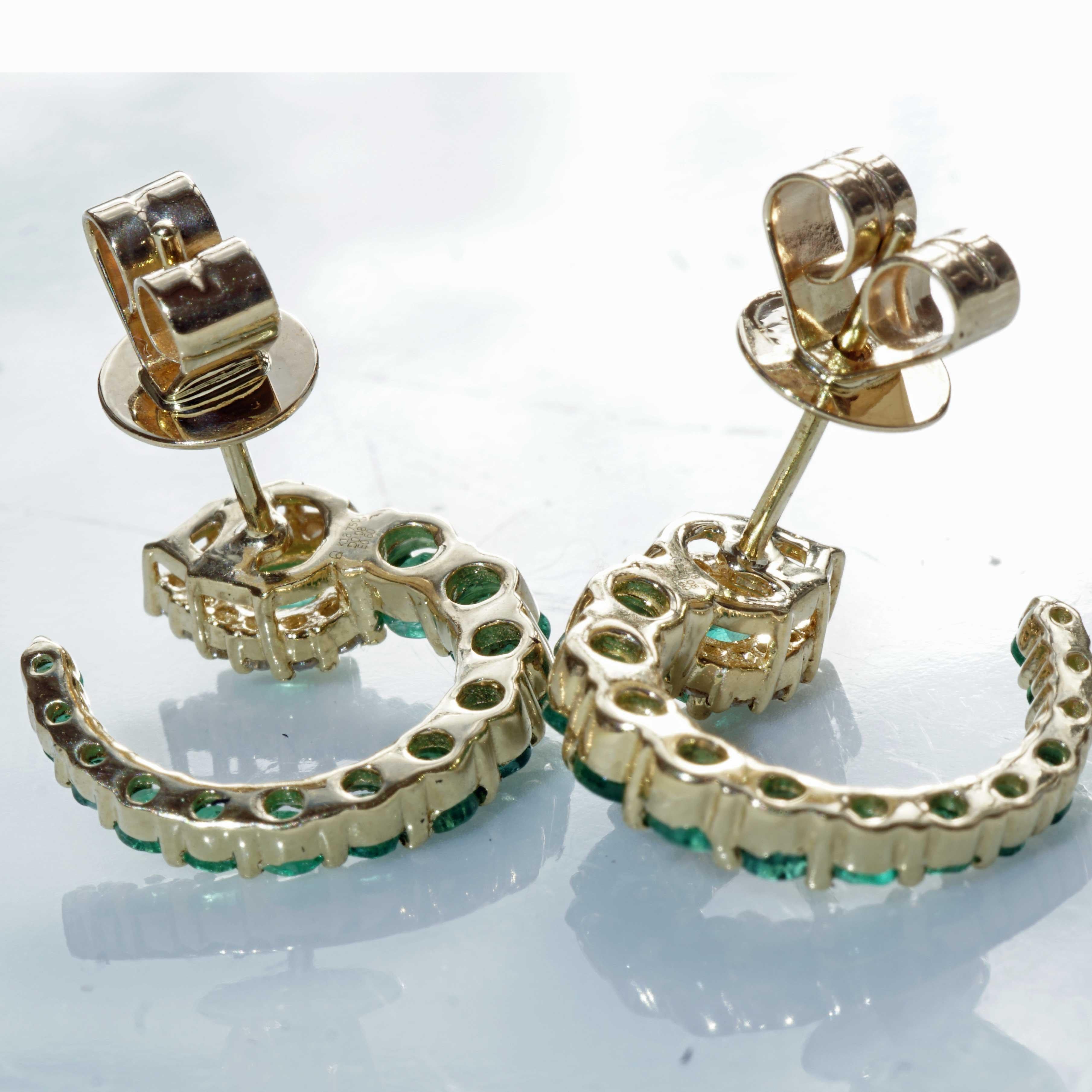 Emerald Brilliant Stud Earrings Three Quarter Circle 1.20 ct 0.16 ct 16 x 15 mm For Sale 5