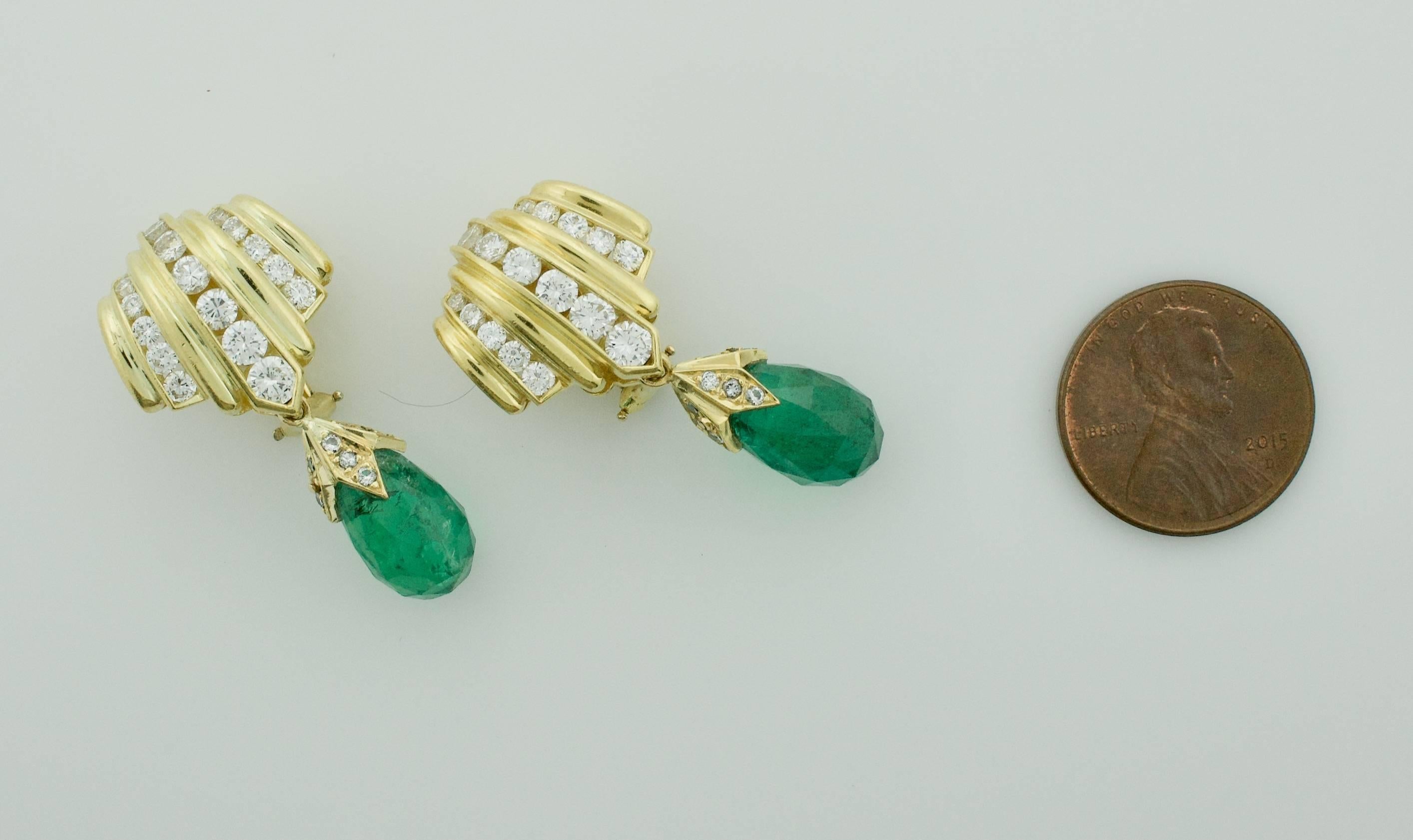 emerald briolette earrings
