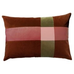 Almohada decorativa de terciopelo marrón esmeralda patchwork Deluxe hecha a mano