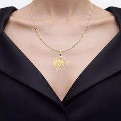 Emerald Bull Pendant 0.22 Carats Gold Plated Silver
