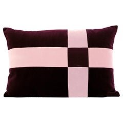 Cuscino decorativo in velluto deluxe fatto a mano in smeraldo borgogna patchwork