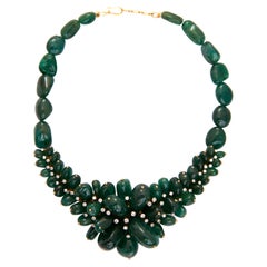 Emerald Burst Necklace in 18kt Gold & Diamonds