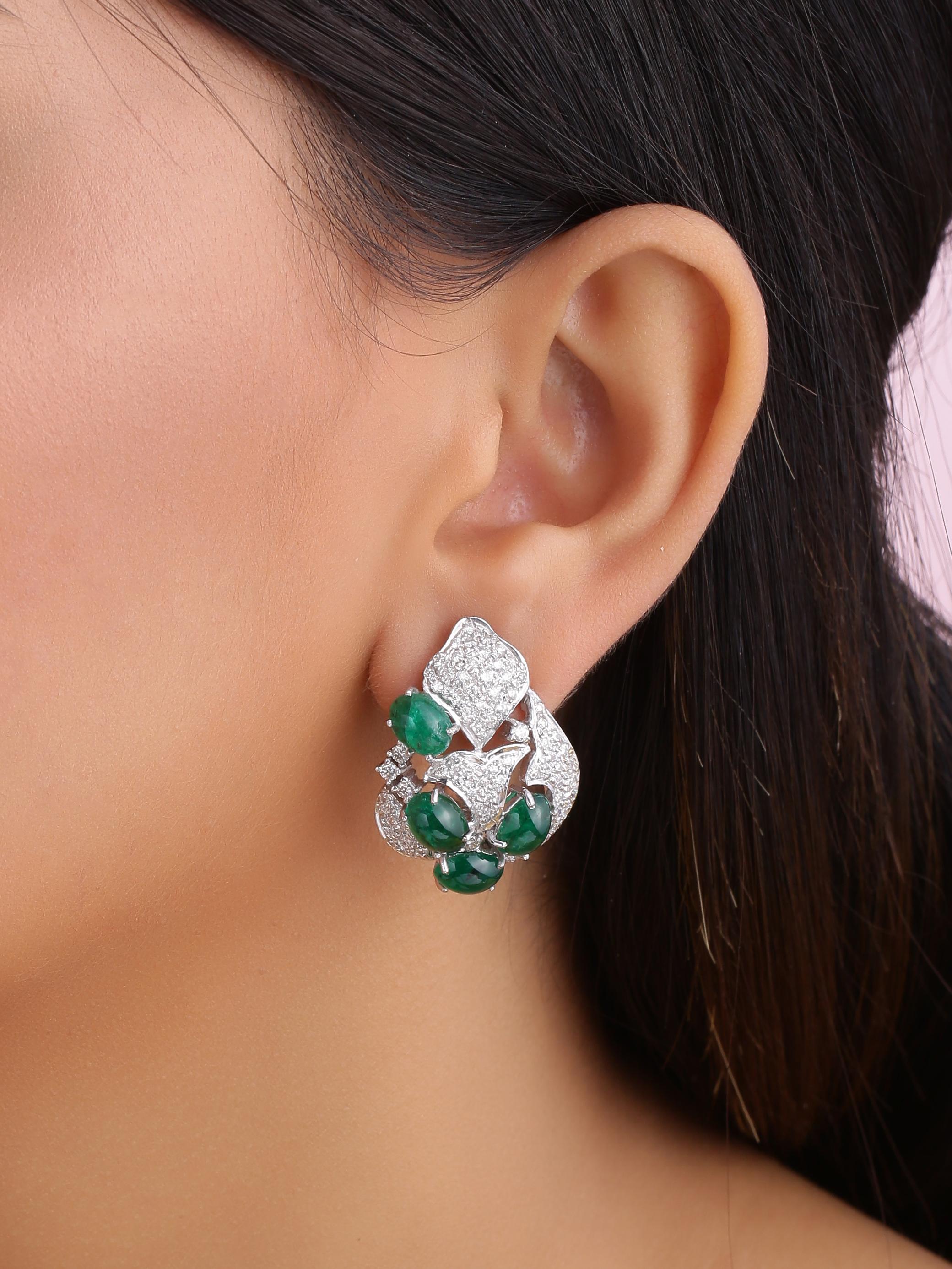 emerald cabochon earrings