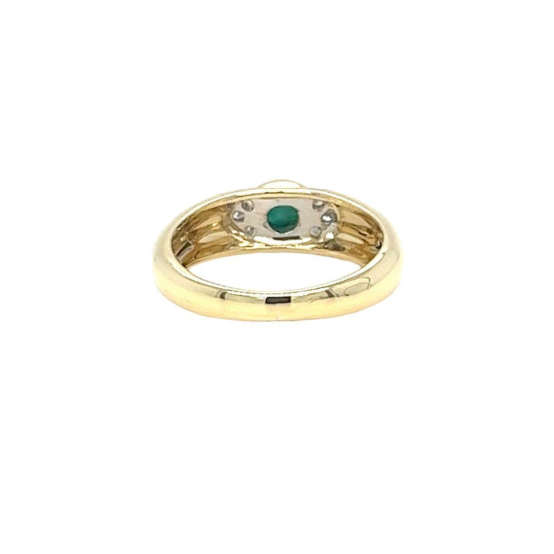 Emerald Cabochon and Diamond Yellow Gold Stack Ring In Good Condition For Sale In Coral Gables, FL