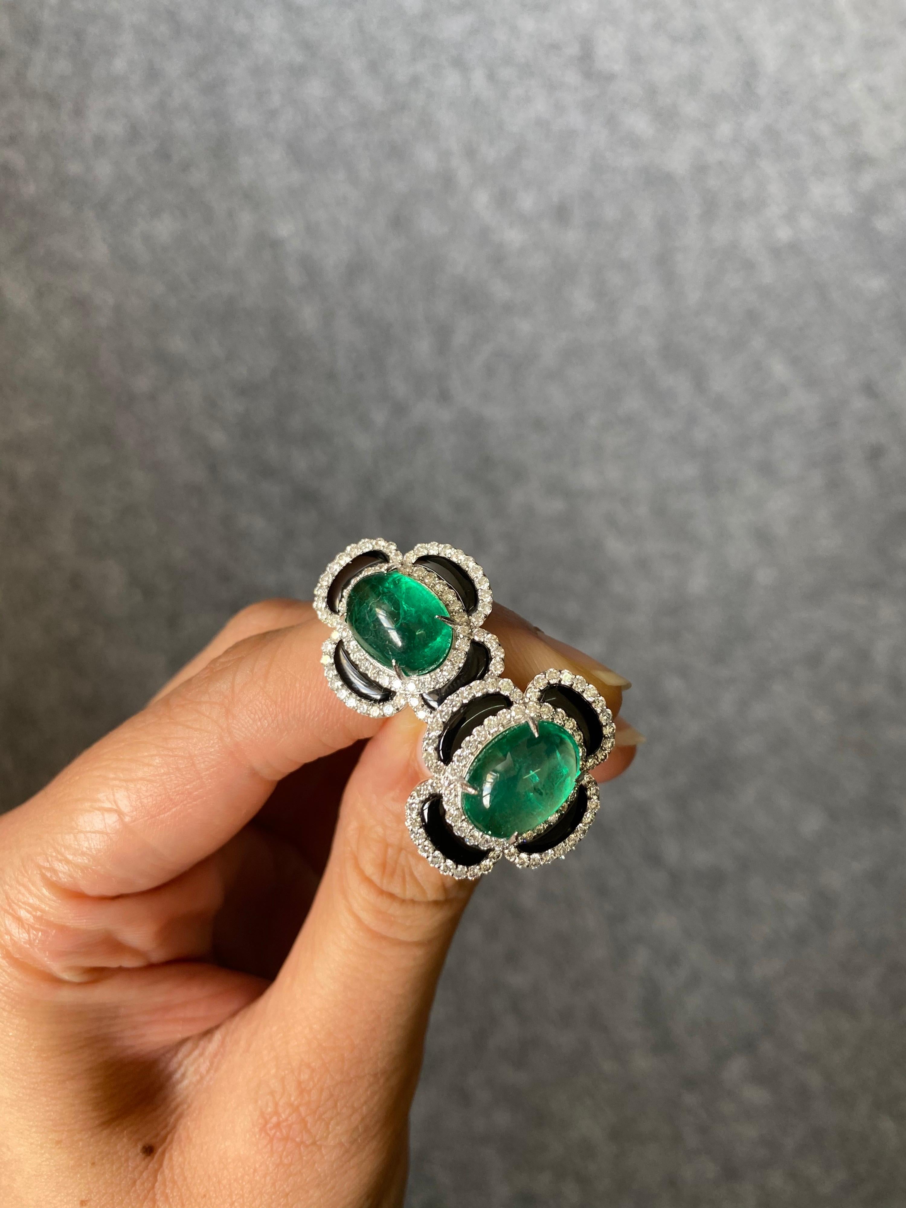 black and emerald earrings