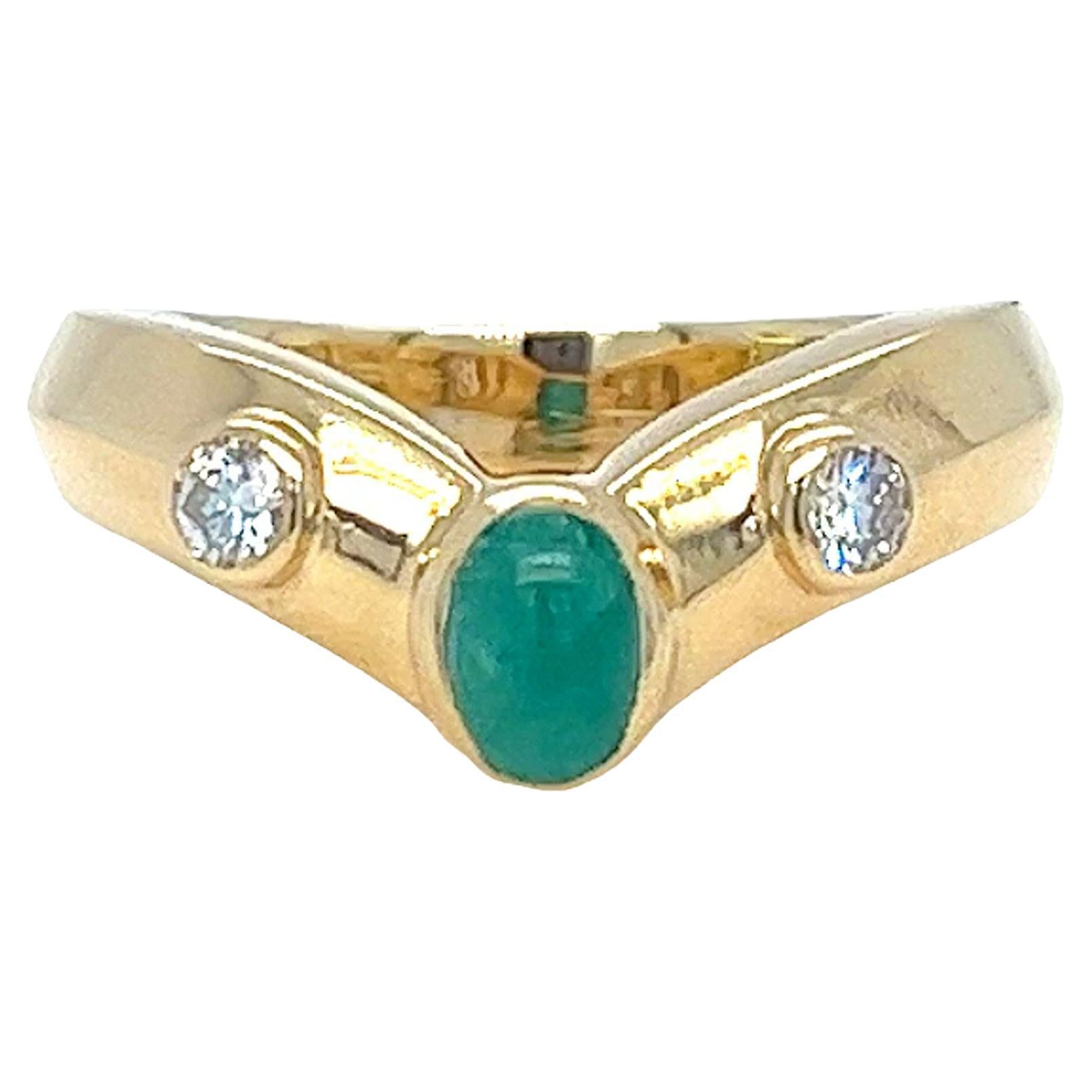 Bracelet contour émeraude cabochon avec diamants en vente