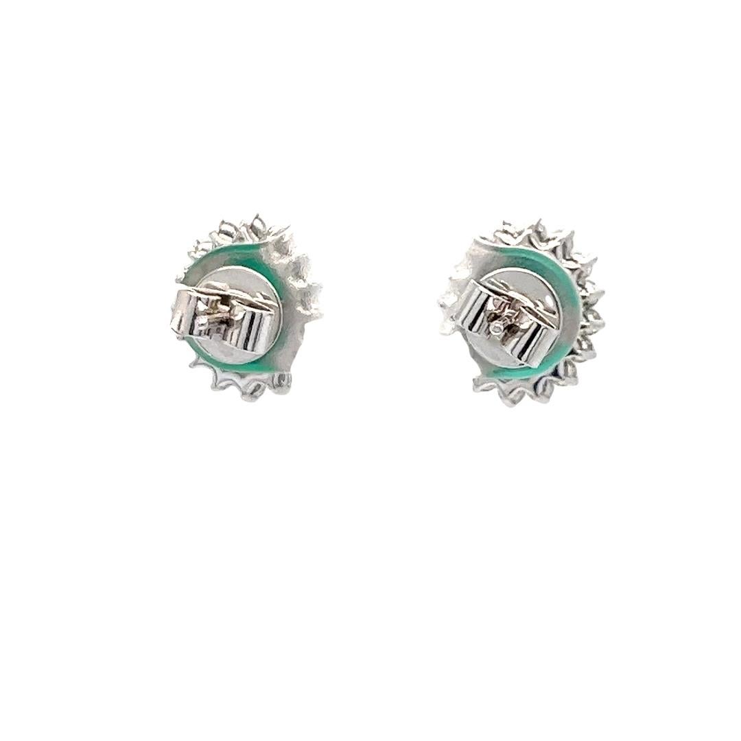 Emerald Cabochon in Diamond Halo Stud Earrings In Good Condition For Sale In Coral Gables, FL