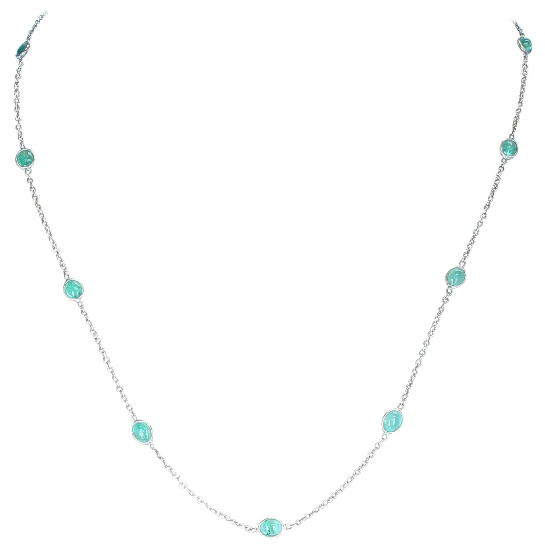 Emerald Cabochon Necklace For Sale