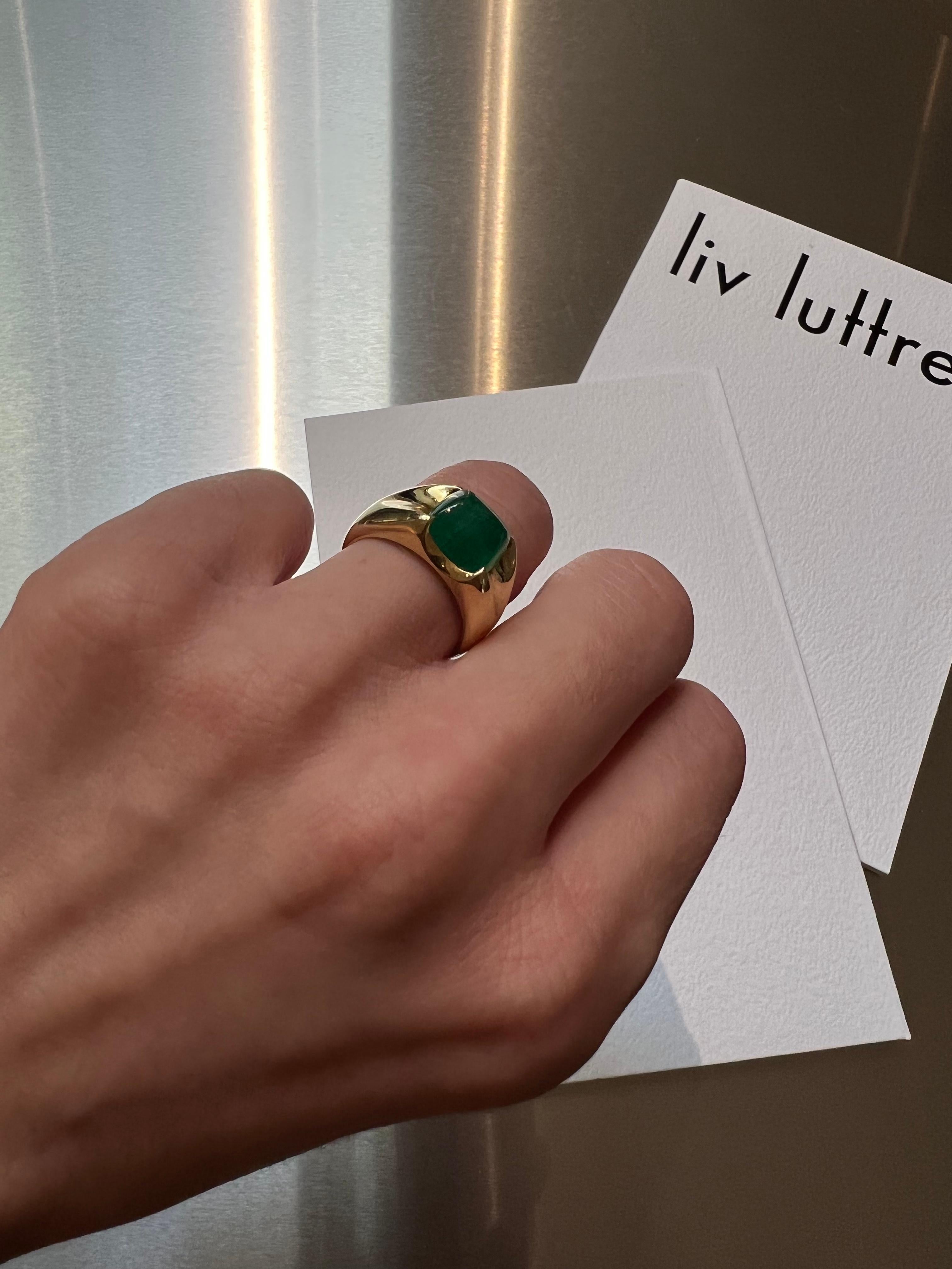 For Sale:  SPEAR TIP RING  Yellow gold with a sugarloaf emerald cabochon by Liv Luttrell 3