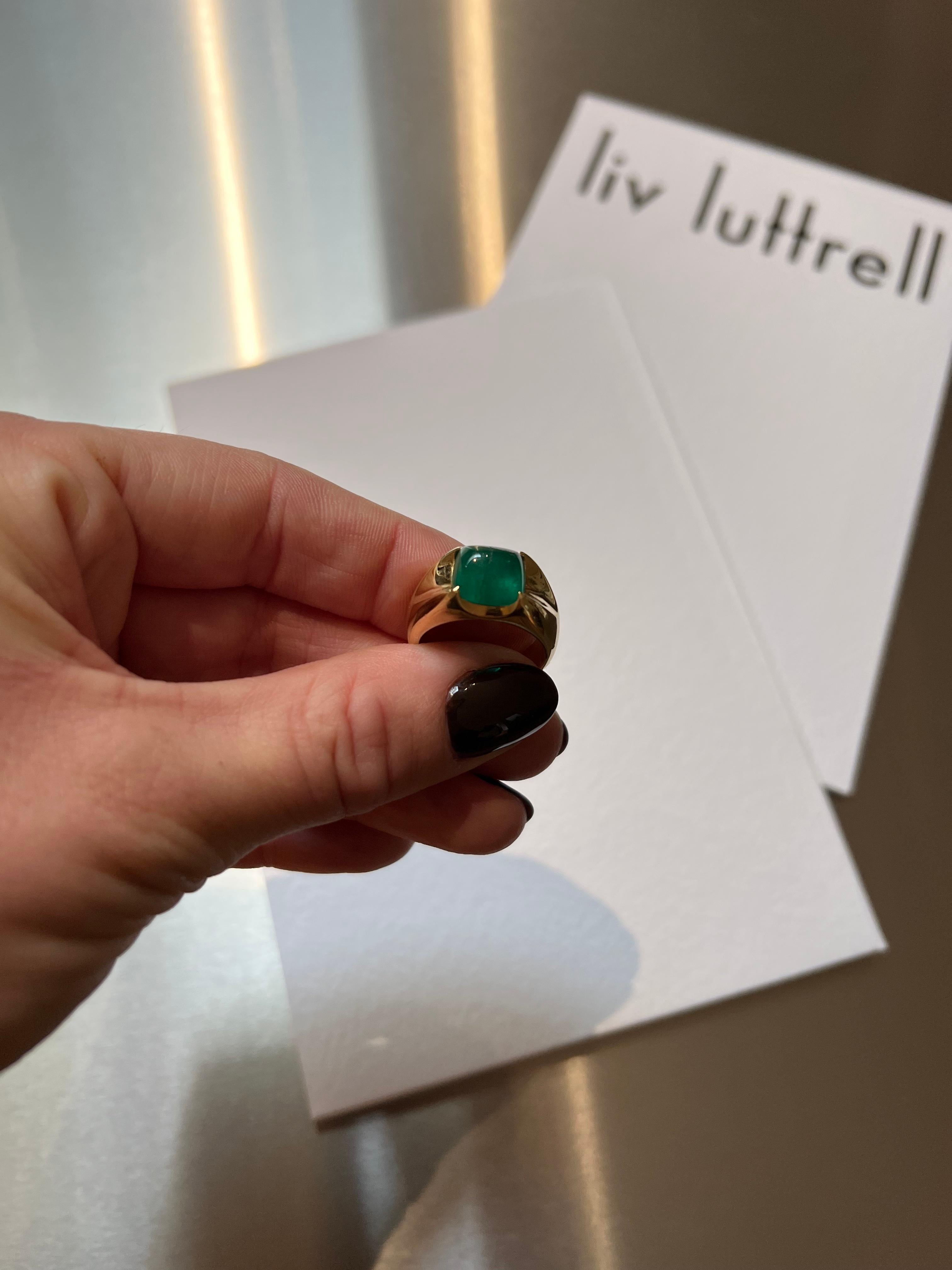 For Sale:  SPEAR TIP RING  Yellow gold with a sugarloaf emerald cabochon by Liv Luttrell 4