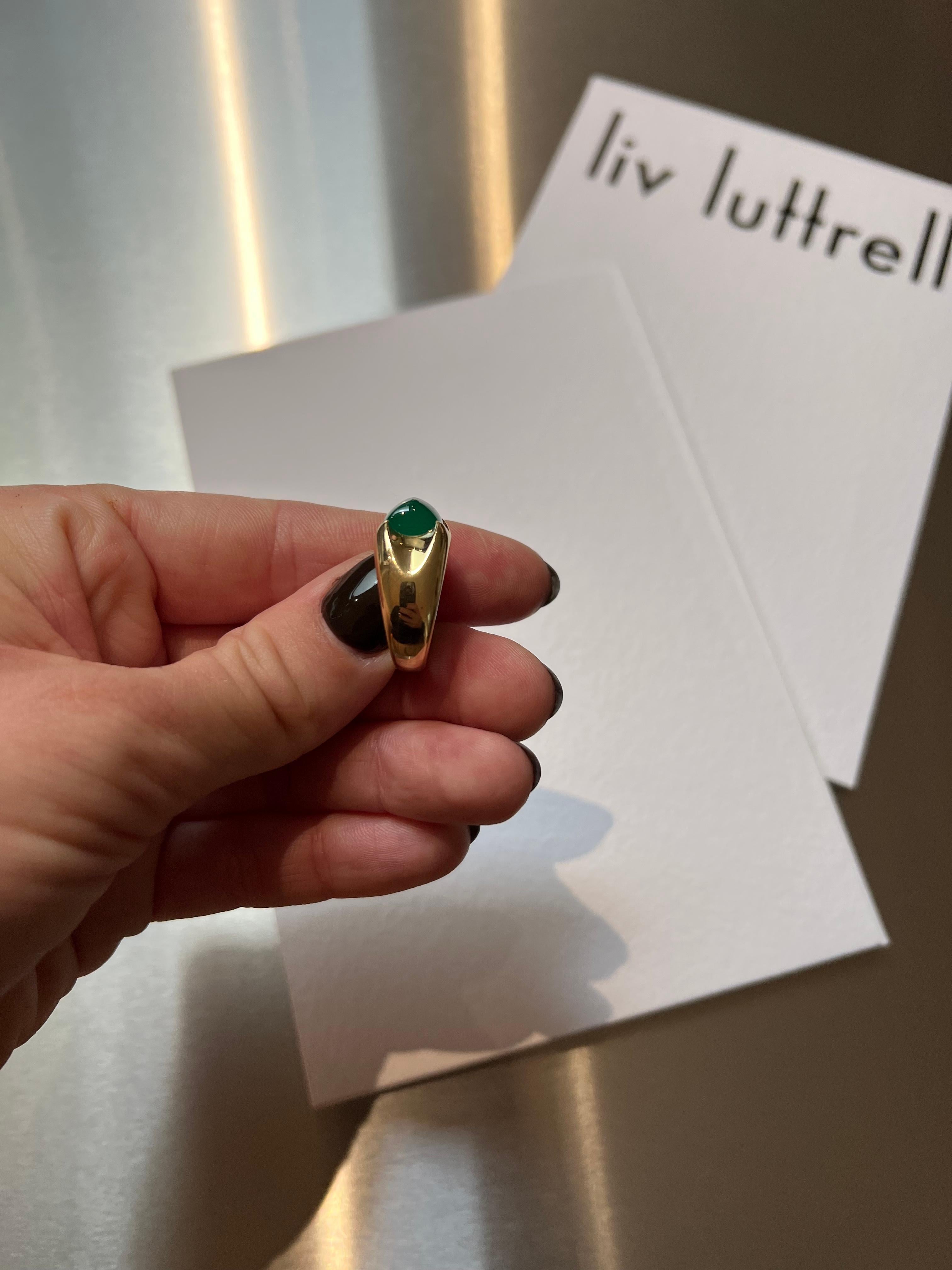 For Sale:  SPEAR TIP RING  Yellow gold with a sugarloaf emerald cabochon by Liv Luttrell 5