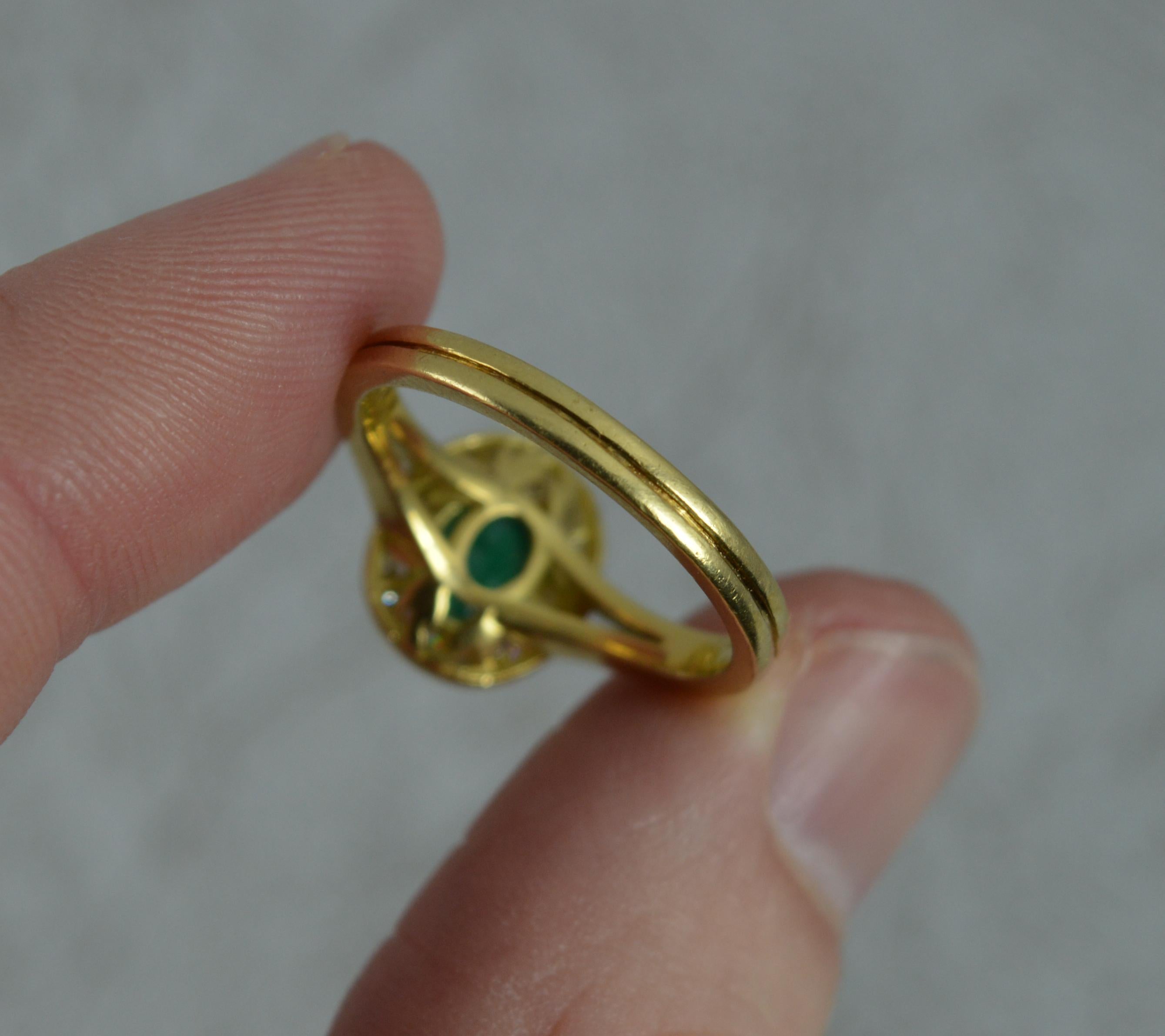 Emerald Cabochon Vs1 Diamond 18 Carat Gold Cluster Ring 5