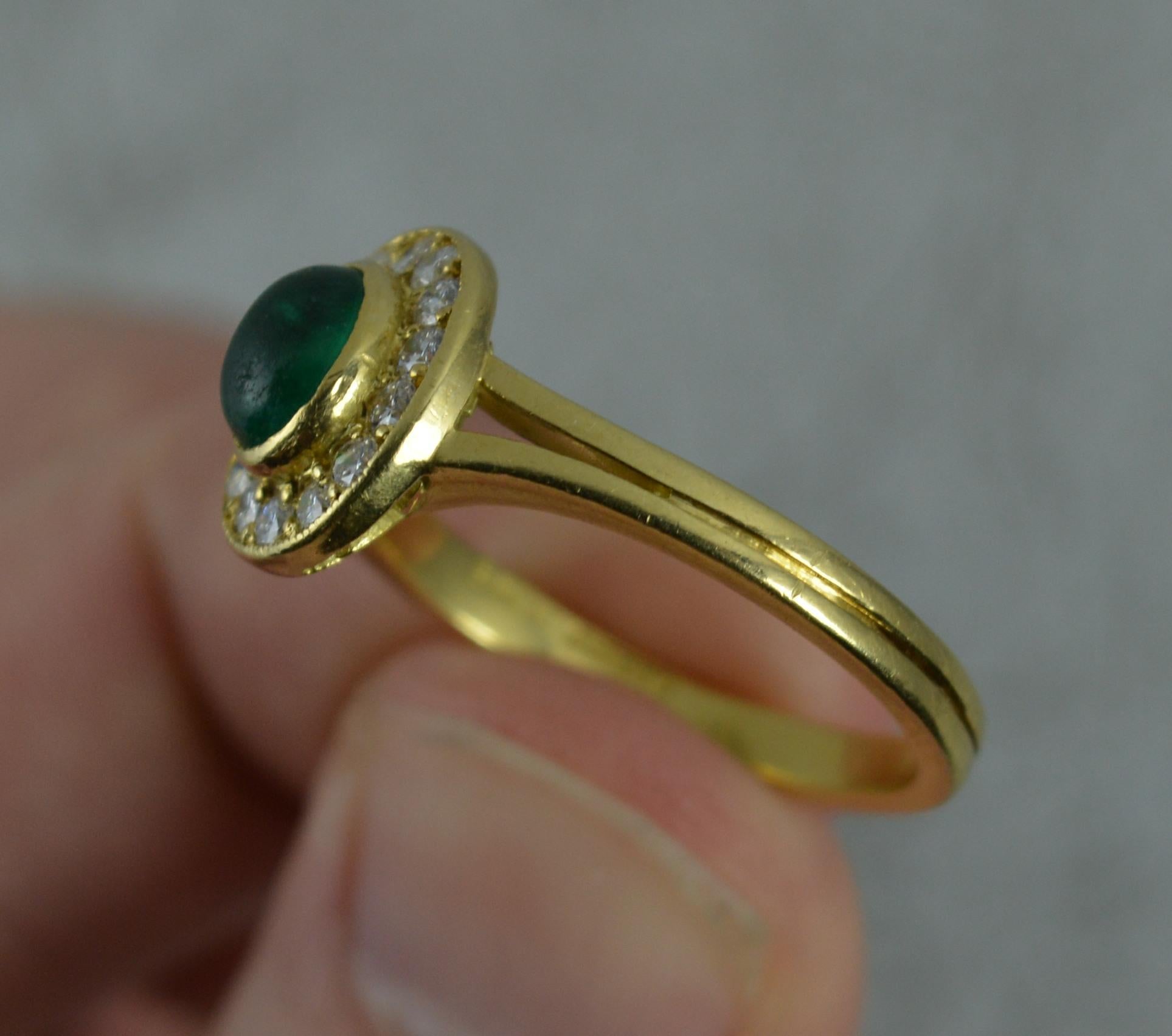 Emerald Cabochon Vs1 Diamond 18 Carat Gold Cluster Ring 3