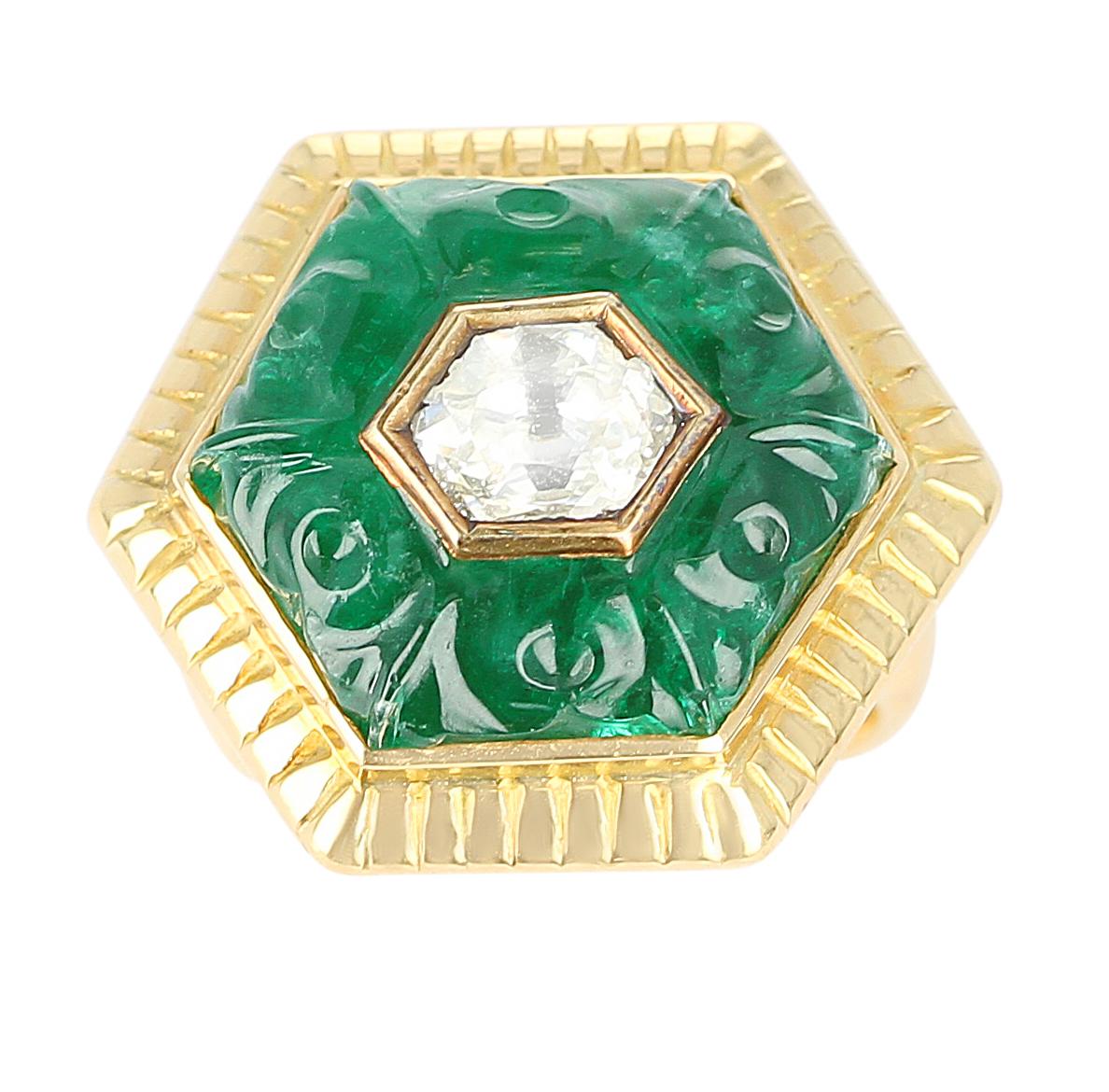 rose cut emerald ring