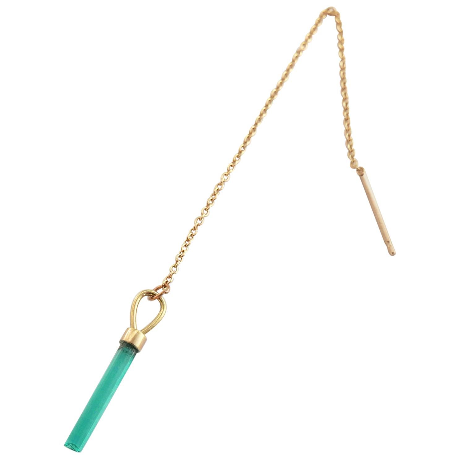 Emerald Chain Earring in 18 Karat Gold by Allison Bryan