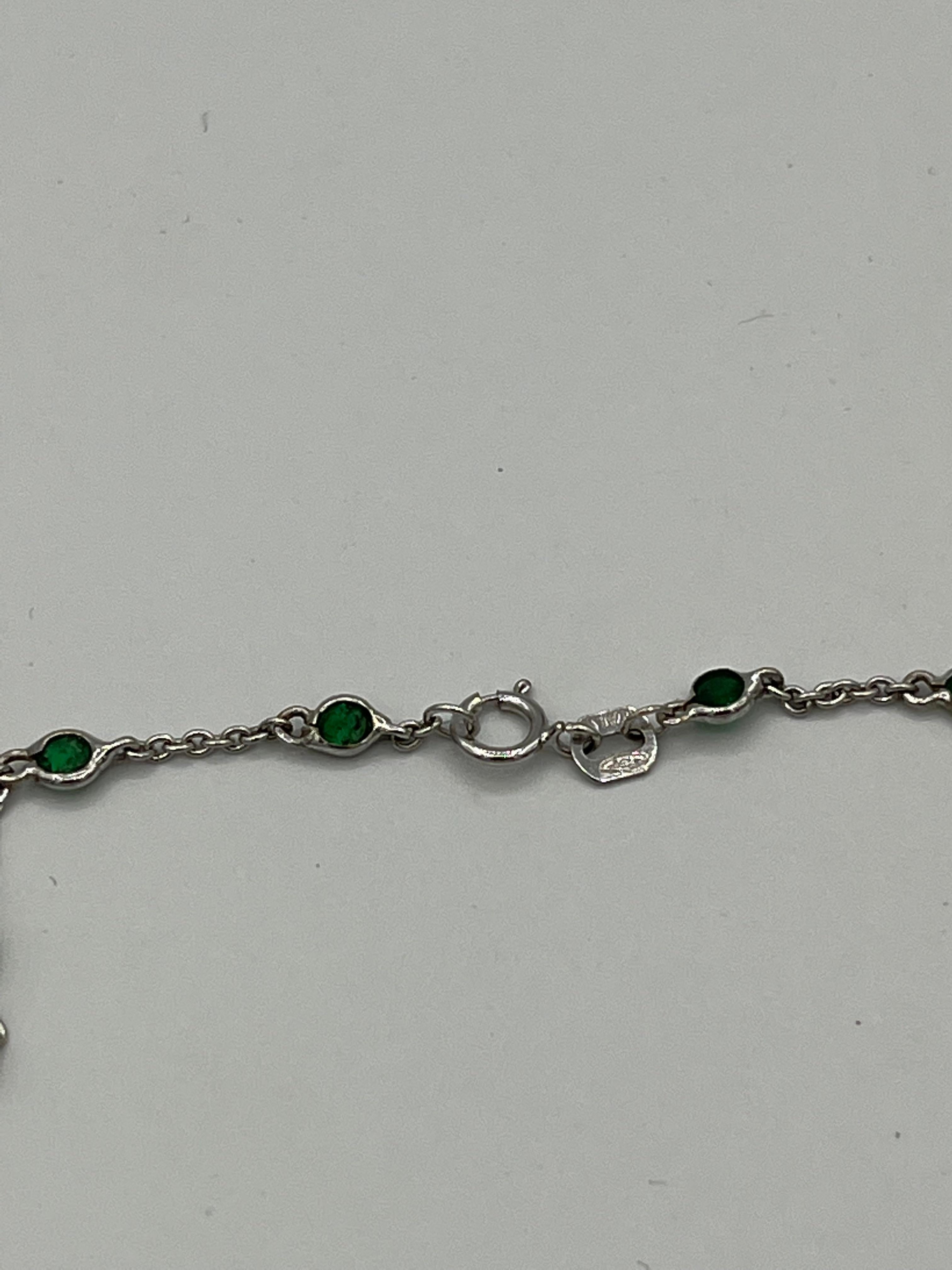 Women's or Men's emerald chain in 18 k white gold For Sale